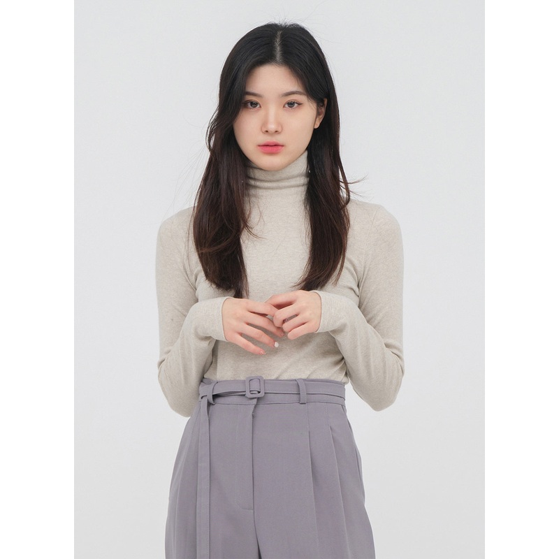 Turtleneck Knit Top J19 Oatmeal S/M