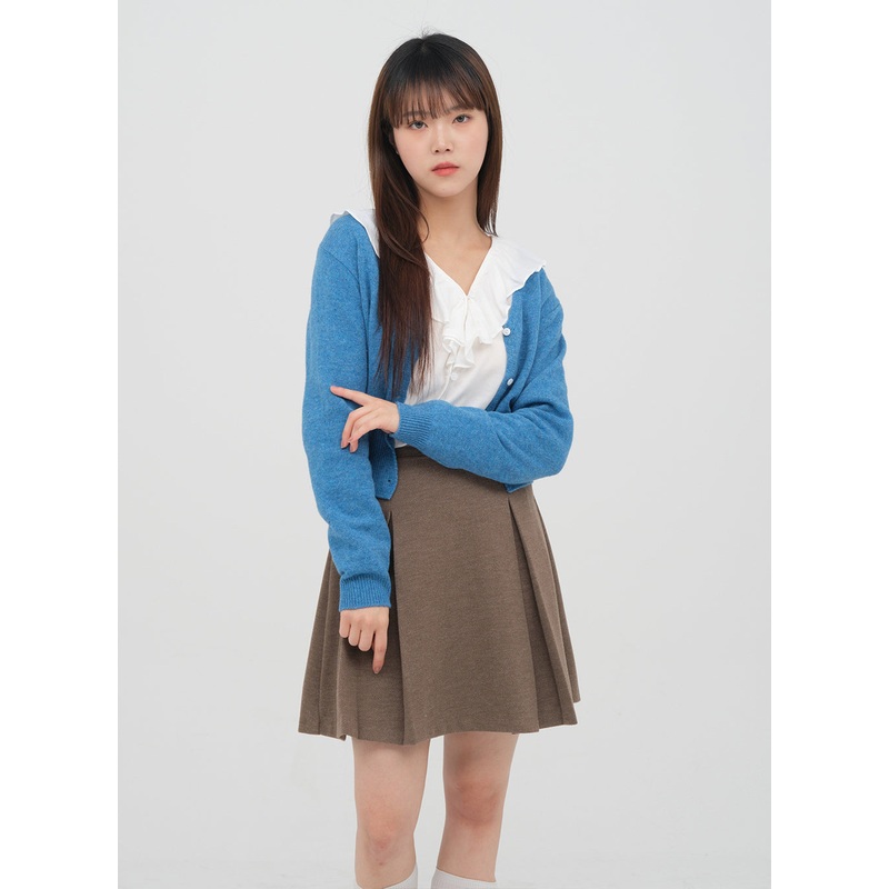 Wool Crop Cardigan F4 Gray S/M