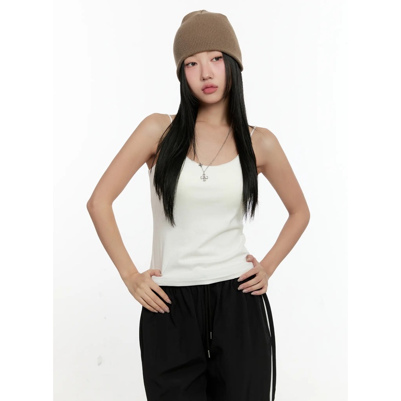 Lace Cross-Back Cami CN505 White M/L