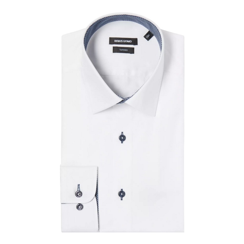 Remus Uomo Parker Tailored Shirt With Trim White 14.5
