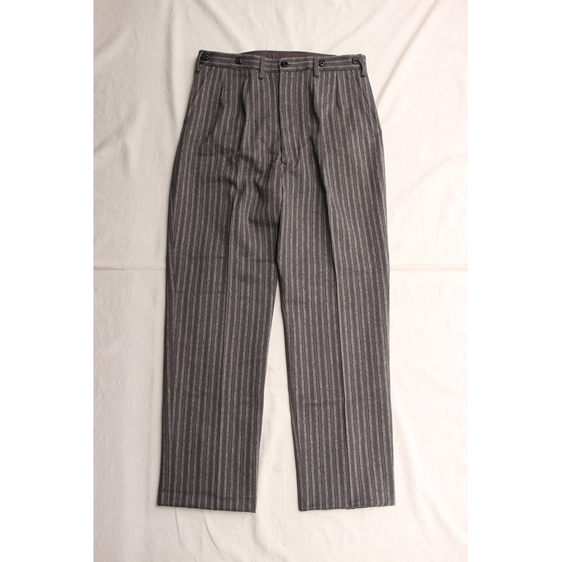 ADJUSTABLE COSTUME / ORIGINAL STRIPE TWO PLEATED TROUSERS (AP-069,CHARCOAL) 32 (No-Wash)