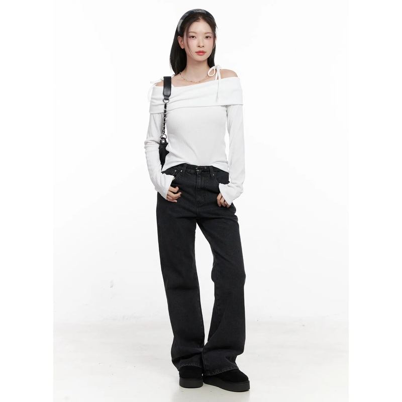 Eileen Belted Flare Jeans CN504 Black S