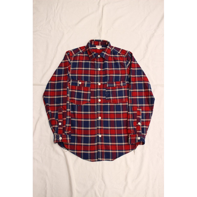 FREEWHEELERS / “ENGINEER” WORK SHIRT (#2133003,DARK BLUE  DARK RED  CREAM) 14