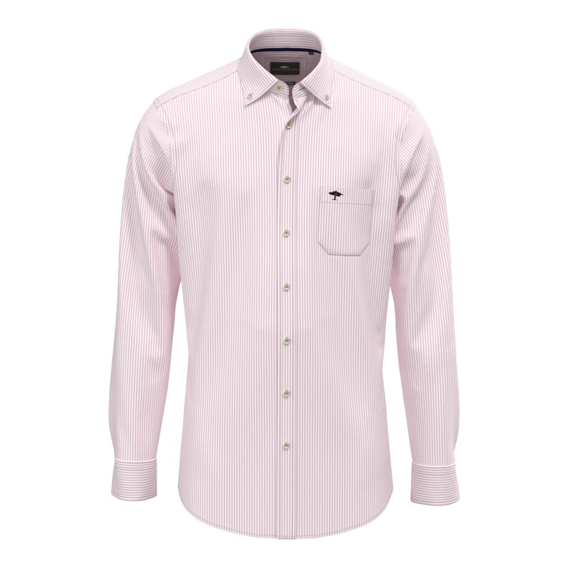 Fynch-Hatton Long Sleeve Oxford Check Shirt Peony/White Medium