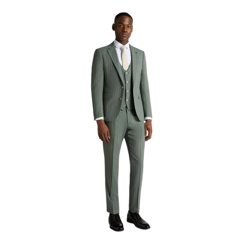 Remus Uomo Pinstripe Three Piece Suit Green