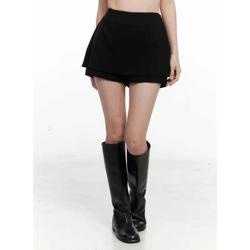 Wool-Blend Mini Skort CN504 Black S/M