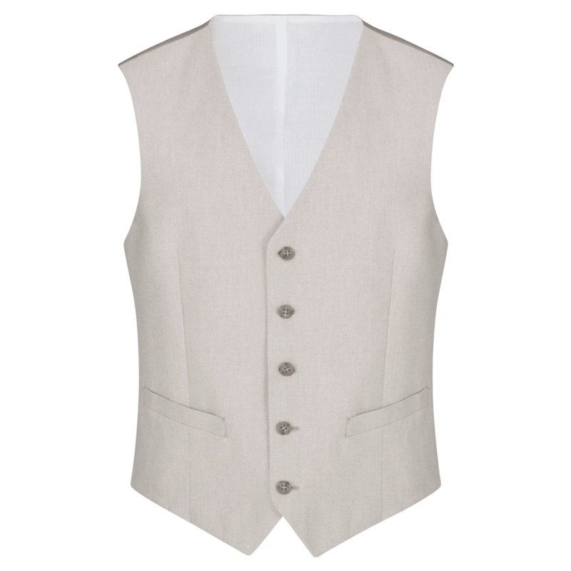 Daniel Grahame Linen Blend Suit Waistcoat Sand 38 Regular