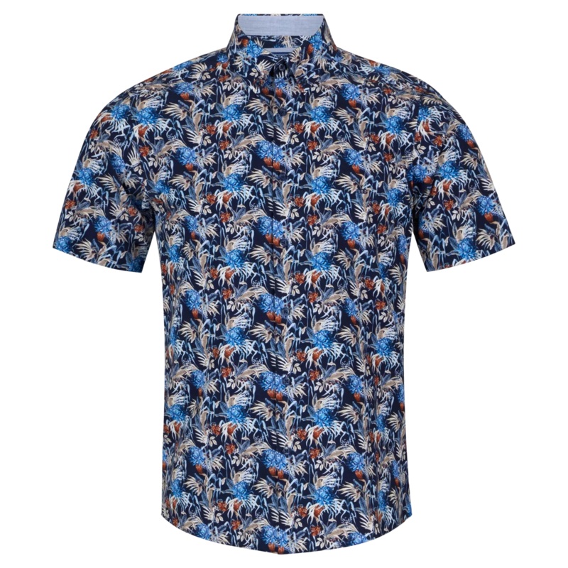 DG’s Drifter Short Sleeve Floral Print Shirt Navy Small