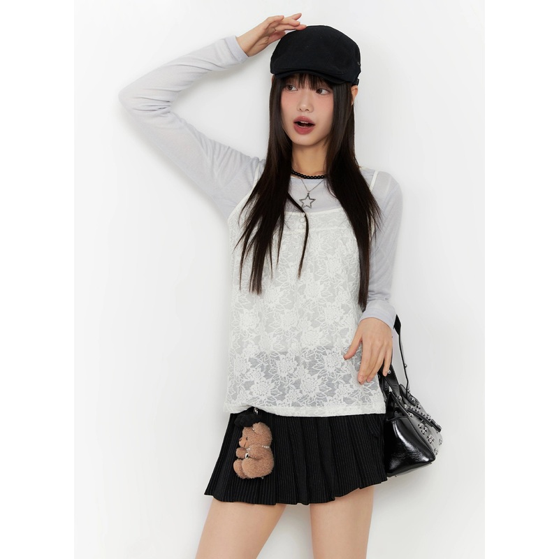 Floral Lace Camisole IN503 Light beige S/M