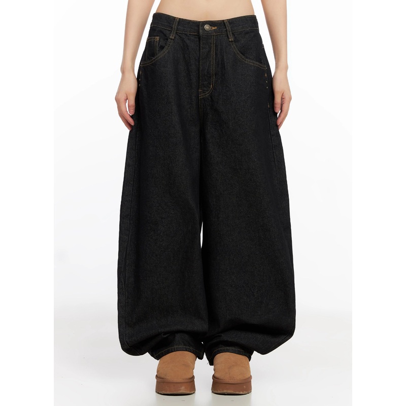 Zaylee Studded Wide Leg Jeans IN503 Black S