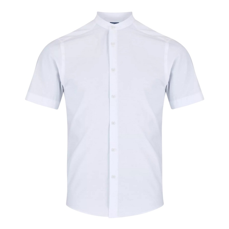 DG’s Drifter Plain Linen Look Short Sleeve Shirt White Medium