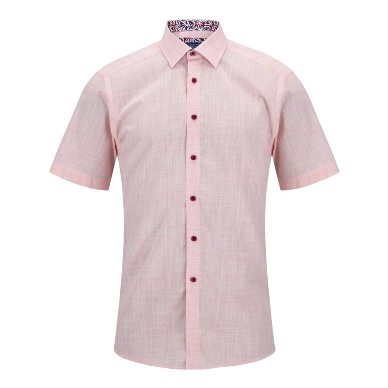 DG’s Drifter Straw Weave Short Sleeve Shirt Pink Medium