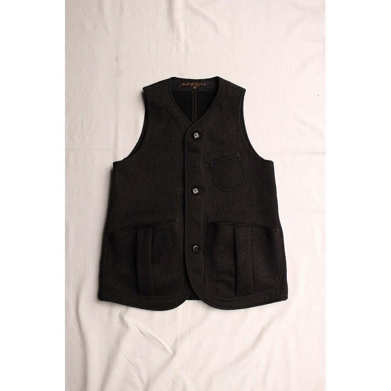FREEWHEELERS / “Delaware” VEST (#2031019,CHARCOAL BLACK GRAIN) 36