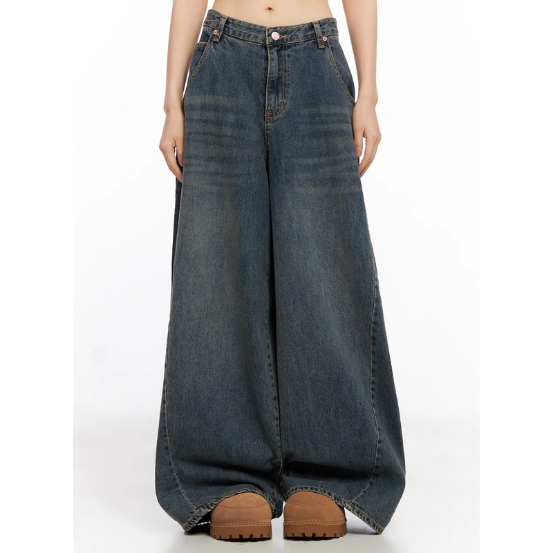 Skyler Washed Balloon Fit Jeans IN503 Blue S