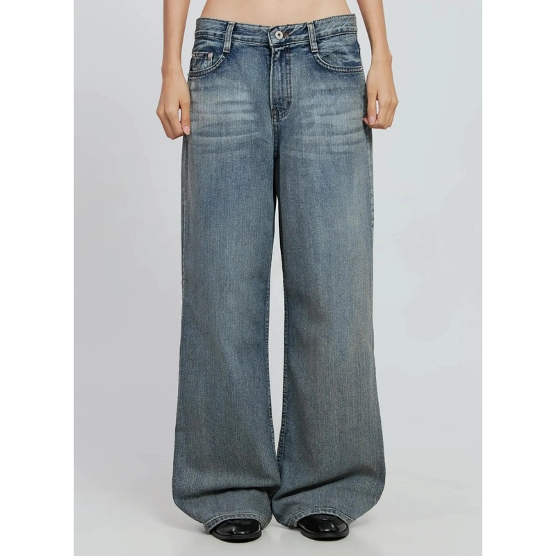 Amora Vintage Washed Wide-leg Jeans IO530 Blue S