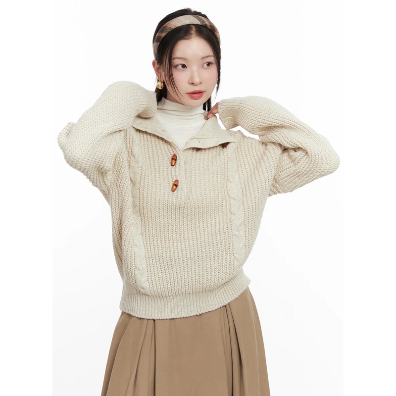 Chunky Knit Pullover CO531 Light beige S/M