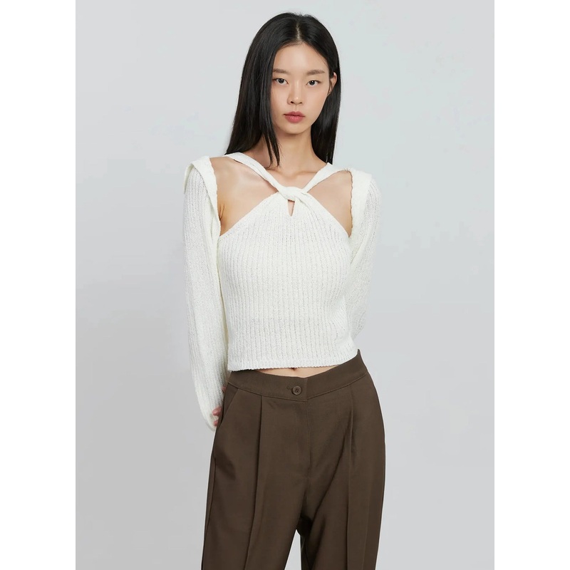 Classic Knit Bolero Cardigan IO530 Light beige S/M