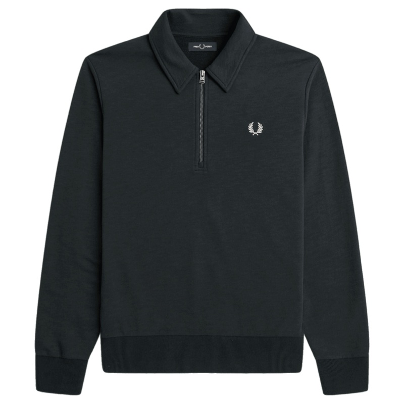 Fred Perry 1/4 Zip Collar Sweatshirt Night Green Medium