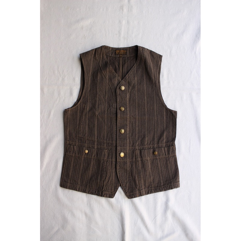 FREEWHEELERS / “GANDY DANCER” VEST (#2021007,GRAINED BROWN STRIPE) 36