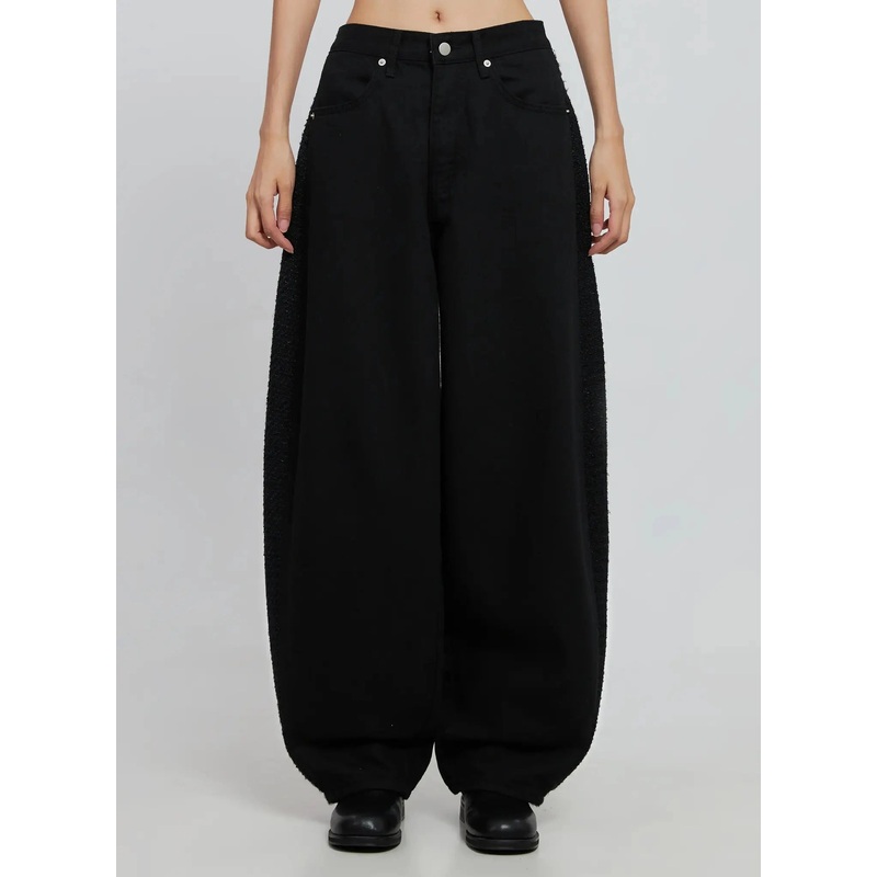 Maxine Wide Leg Tweed Pants IO530 Black S