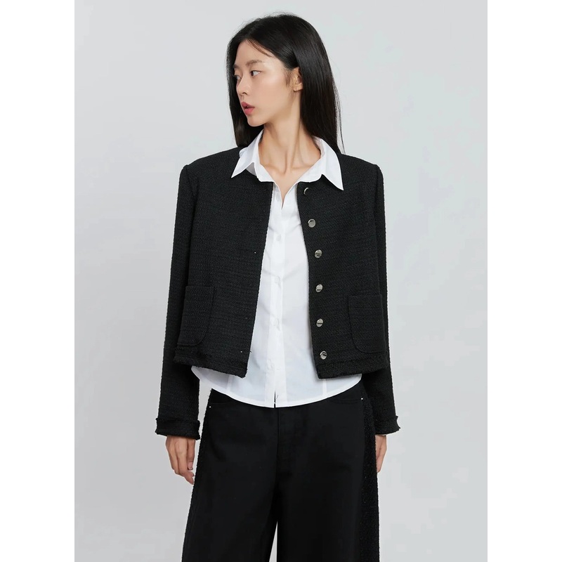 Modern Black Cropped Blazer IO530 Black S/M