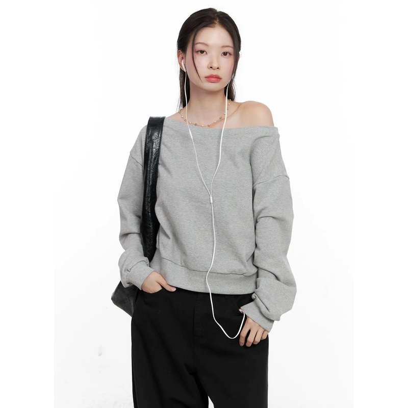 Off-Shoulder Sweatshirt CO531 Gray S/M