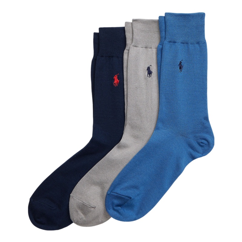 Polo Ralph Lauren Crew Socks Three Pack Navy/Grey/Ret Blue 43-46