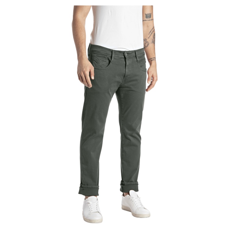 Replay Anbass Hyperflex Colour Xlite Denim Trousers Military Green 32 Short