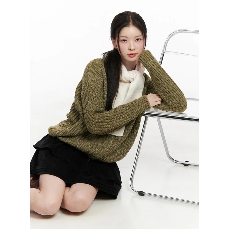 Ribbed Knit Zip-Up CO531 Dark green S/M