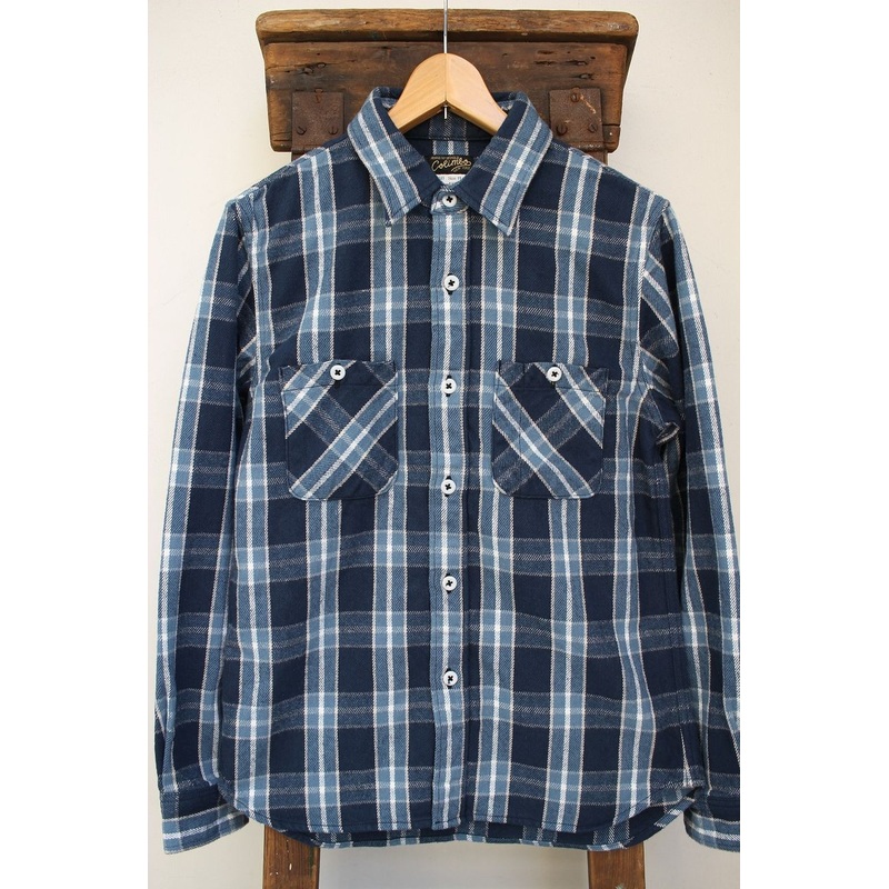 COLIMBO / RICHMOND-BORO WORK SHIRT,FLANNEL (ZS-0311,NAVY/SAX) 14