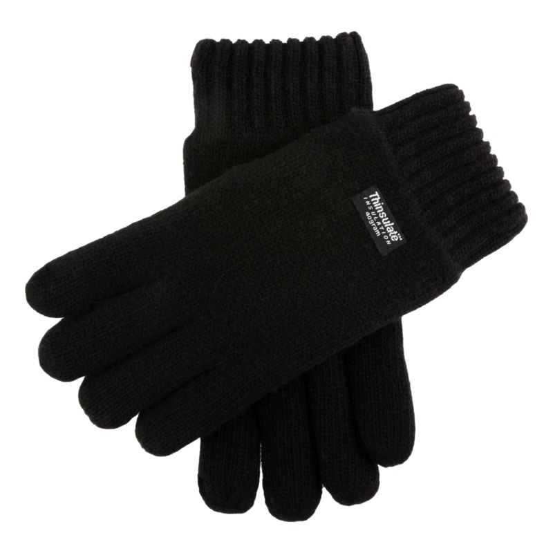 Dents Durham Thinsulate-lined Knitted Gloves Black Medium