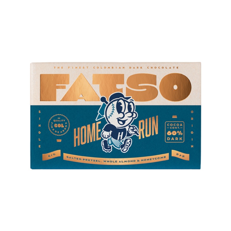 Fatso Chocolate Home Run 60% Dark Chocolate Vegan Chunky Bar Home Run 150g