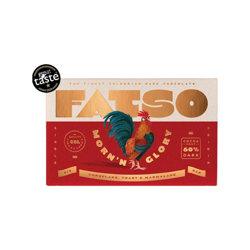 Fatso Chocolate Morn’n Glory 60% Dark Chocolate Vegan Chunky Bar Morn’N Glory 150g