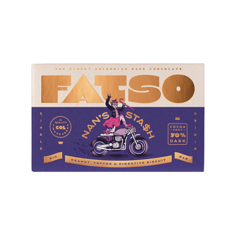 Fatso Chocolate Nan’s Stash 70% Dark Chocolate Chunky Bar Nan’s Stash 150g