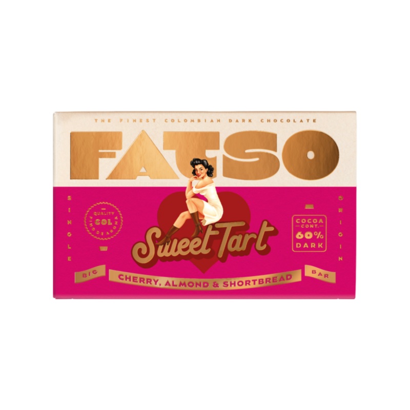 Fatso Chocolate Sweet Tart 60% Dark Chocolate Chunky Bar Sweet Tart 150g