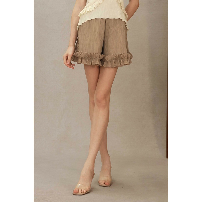 Liora Ruffle Shorts (Mocha) XS Mocha