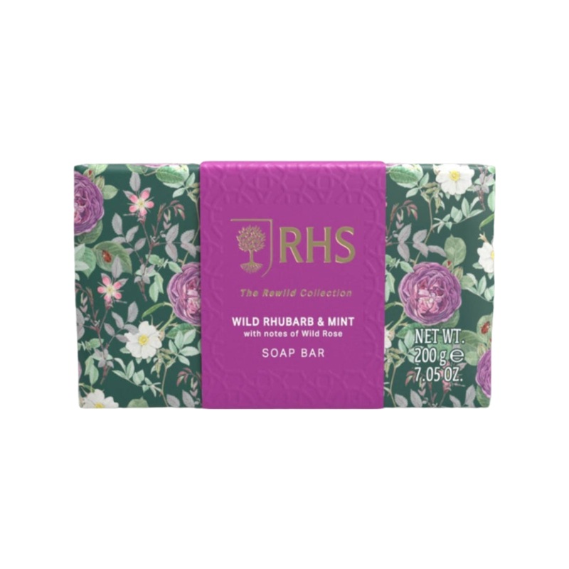 The Somerset Toiletry Co. Rhs The Rewild Collection Wrapped Soap Wild Rhubarb & Mint 200g