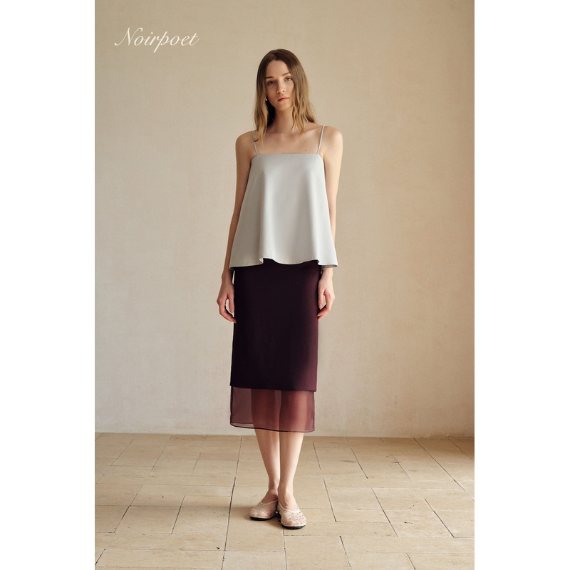 Allegra Organza Hemline Midi Skirt (Ganache) XS Ganache