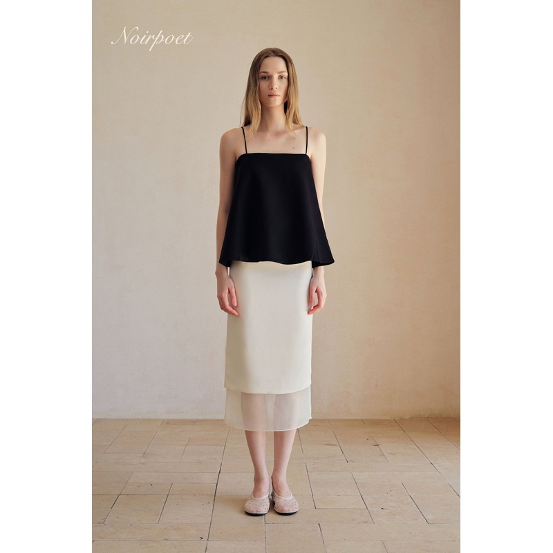 Allegra Organza Hemline Midi Skirt (Ice White) XS Ice White