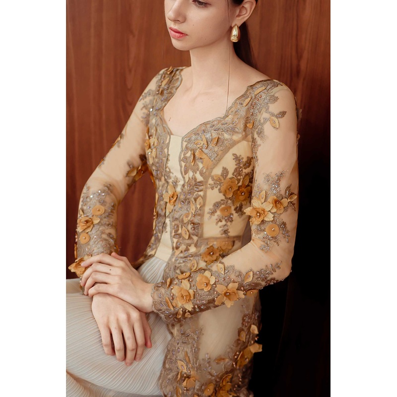 Aurielle Kebaya Top (Gold) XS Gold