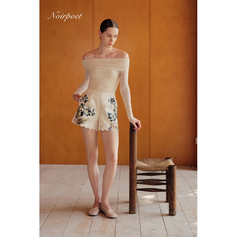 Deluna Printed Scallop Embroidery Shorts XS Printed