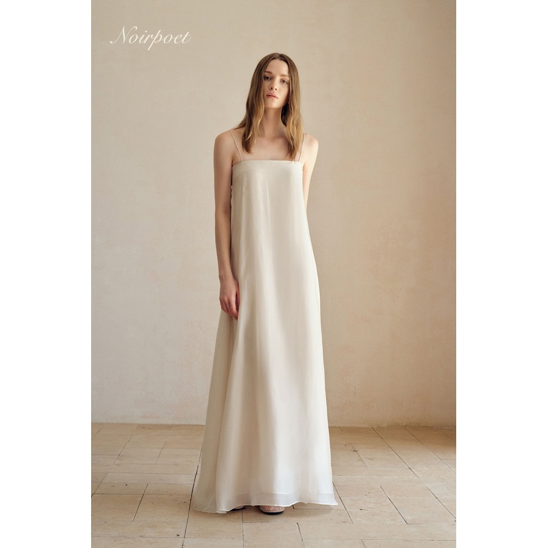 Isle Organza Silk Blend Maxi Dress XS Champagne