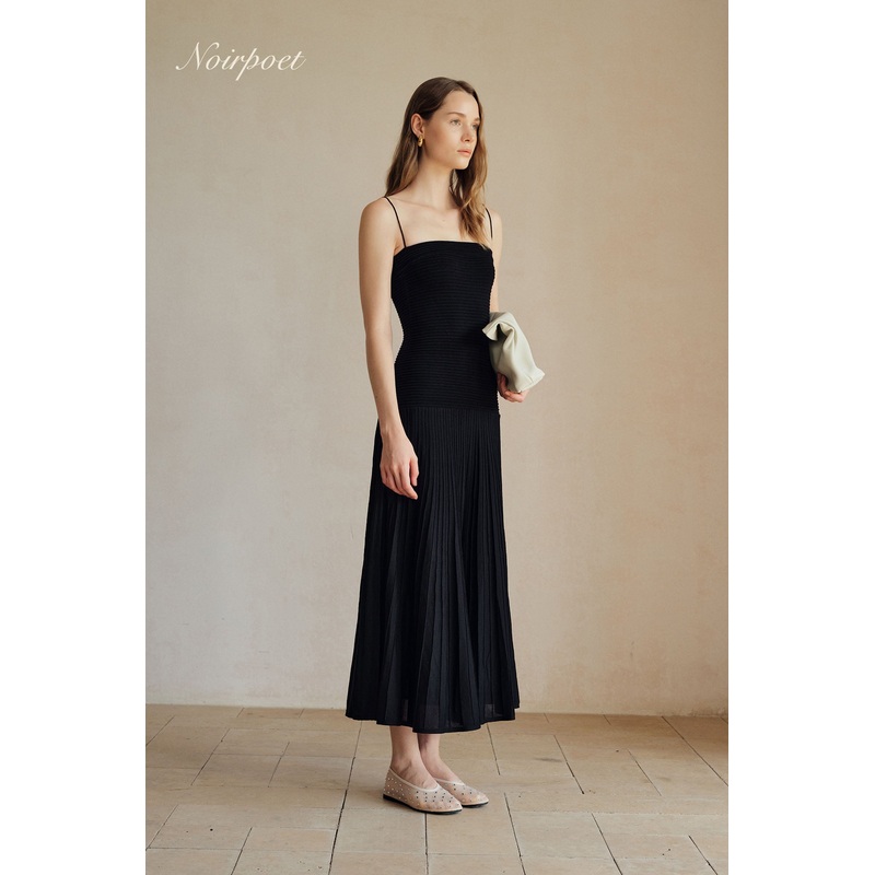 Phyllo Midi Knit Dress (Black) XS Black