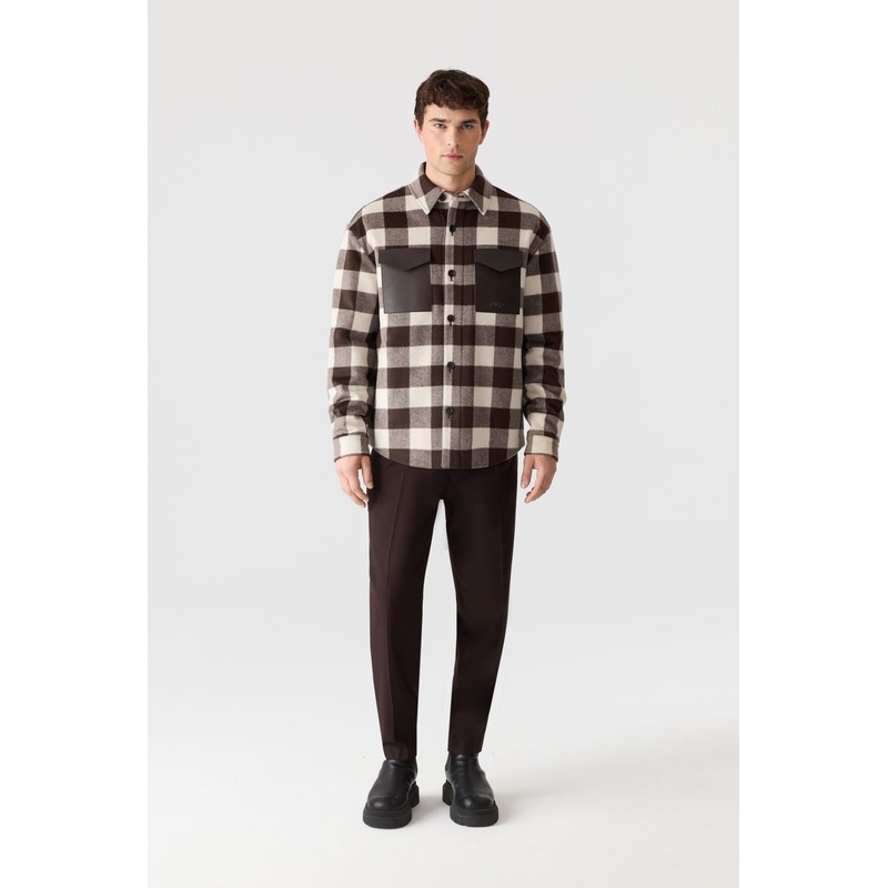 RYKER-PL Coffee-Cream Plaid 36