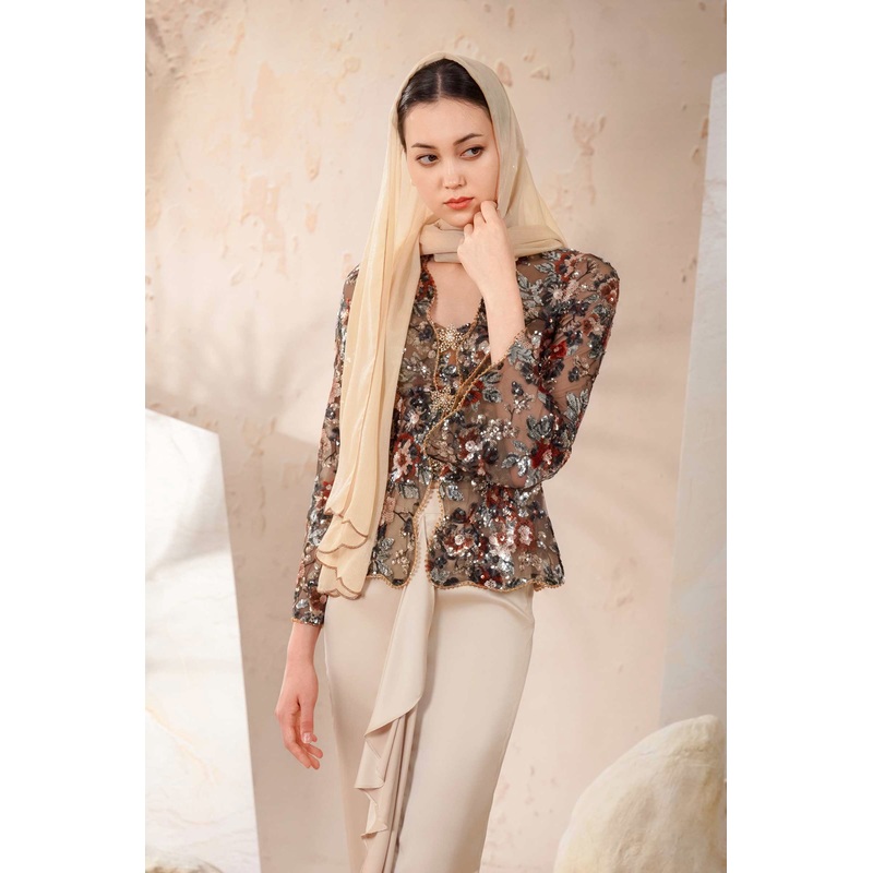 Dareana Kebaya Top Only (Rich Brown) XS Rich Brown