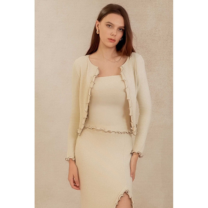 Drenielle Knit Top & Cardi Set (Cream) XS Cream