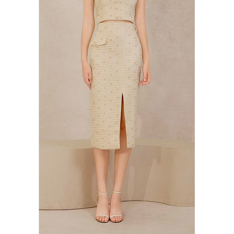 Eclat Tweed Skirt (Cream) XS Cream