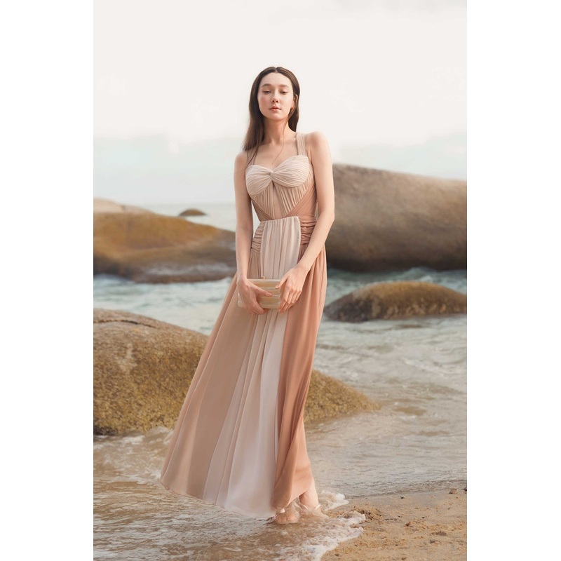 Derenelle Dress (Beige) XS Beige