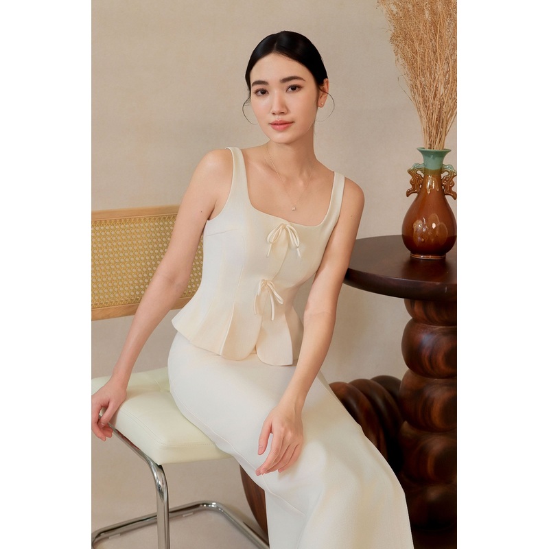 Diunere Ribbon Vest Top (Cream) XS Cream