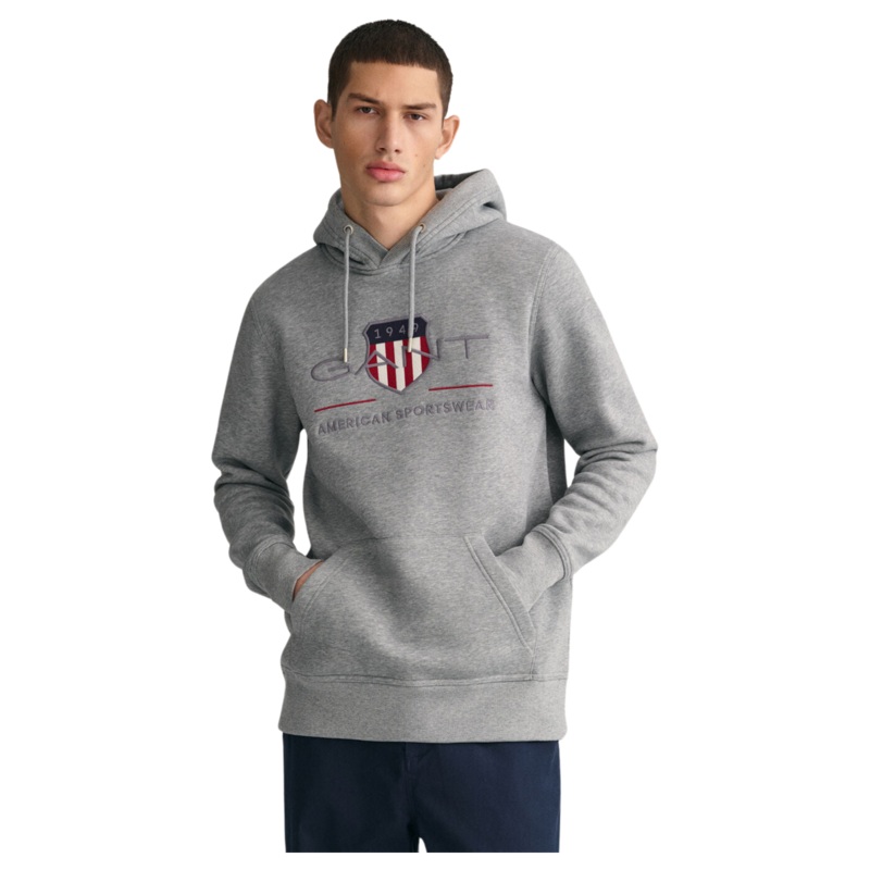 GANT Regular fit Archive Shield Hoodie Antracit Melange Medium